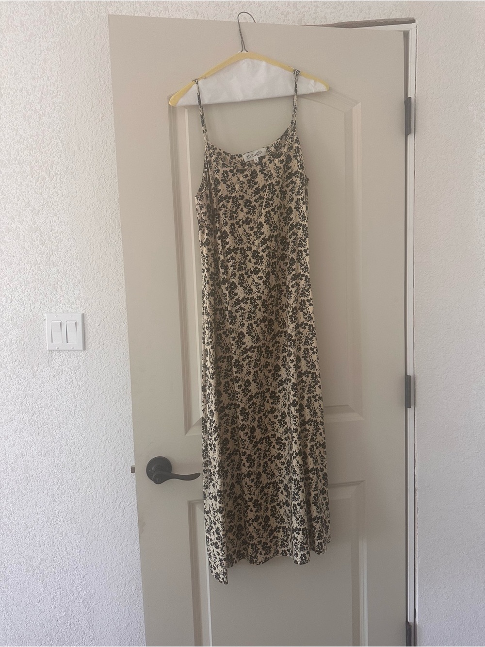 Floral Slip Midi Dress - Beige/Black